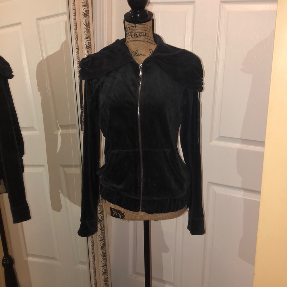 Juicy dark grey velour zip up